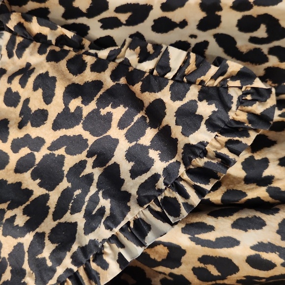 Ganni Leopard Print Puff Sleeve Collar Dress Size 4 - Picture 8 of 12